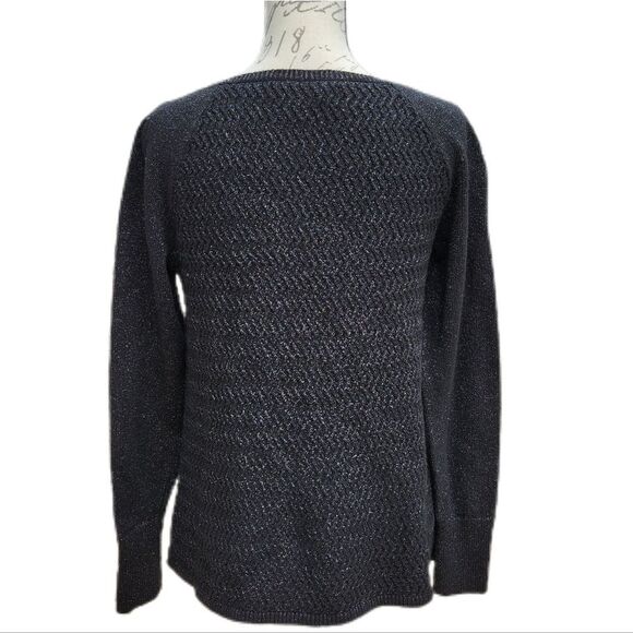 LOFT long sleeve‎ black shimmer sweater Medium - Picture 2 of 9